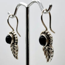 Load image into Gallery viewer, Spiraling Onyx Sterling Silver Earrings! | 1 1/2 Inch Long |