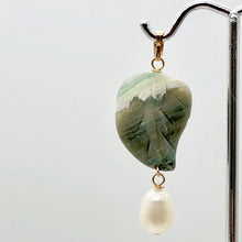 Load image into Gallery viewer, Pretty Ocean Jasper Carved Autumn Leaf Bead and Pearl Pendant | 1 3/4" Long |
