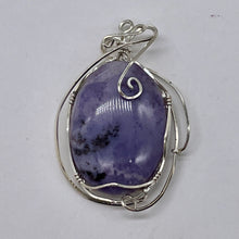 Load image into Gallery viewer, Lavender Agate Sterling Silver Wire-wrap Oval Pendant | 2 3/4" Long | Purple |
