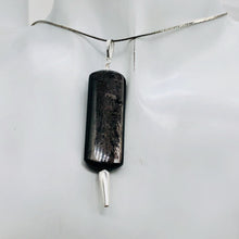 Load image into Gallery viewer, Hypersthene, Flat Rounded Rectangle Dangle Pendant| 2 1/2 ' Long | Black/Silver|