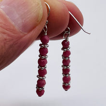 Load image into Gallery viewer, Rhodonite with Sterling Silver Beads Drop/Dangle Earrings | 1 1/2" Long | Pink |