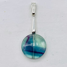 Load image into Gallery viewer, Fluorite Sterling Silver Striped Coin | 1 3/4" Long | Purple/Blue | 1 Pendant |