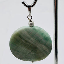 Load image into Gallery viewer, Wavy Hemimorphite Disc Dangle Sterling Silver Pendant| 1 3/4" Long| Aqua/Green |