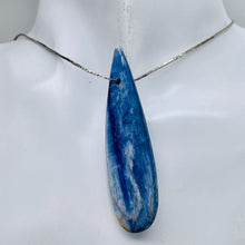 Load image into Gallery viewer, Kyanite 15.3g Teardrop Briolette Pendant Bead | 69x18x5mm | Blue Silver | 1 Bead