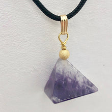 Load image into Gallery viewer, Amethyst Pyramid Pendant Necklace | Semi Precious Stone Jewelry | 14k Pendant - PremiumBead Alternate Image 2