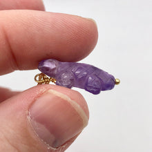 Load image into Gallery viewer, Charming Carved Natural Amethyst Lizard and 14K Gold Filled Pendant 509269AMG - PremiumBead Alternate Image 7