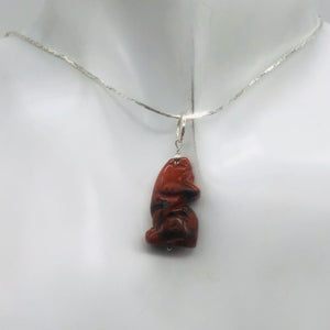 Brecciated Jasper Wolf Pendant Necklace | Semi Precious Stone Jewelry | Silver |