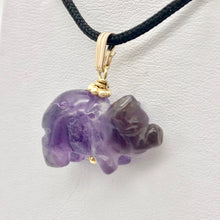 Load image into Gallery viewer, Piggie! Hand Carved Purple Amethyst Pig and 14K Gold Filled Pendant 509274DAMG - PremiumBead Alternate Image 7