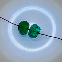 Load image into Gallery viewer, Natural Emerald Faceted Roundel Beads | 2 Beads | 4.9x3mm | 1.3 tcw |