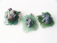 Load image into Gallery viewer, Ribbit 1 Lapis Frog On Aventurine Lily pad Pendant | 28x28.5x11mm | Blue - PremiumBead Primary Image 1