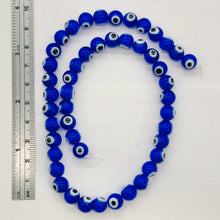 Load image into Gallery viewer, Lampwork Glass Eye 14" Strand Round | 8 mm | Dark Blue | 46 Beads |