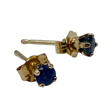 Load image into Gallery viewer, Sapphire 14K Gold 3mm Stud Round Earrings | 3mm | Blue | 1 Pair |