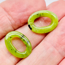Load image into Gallery viewer, 2 Picture Frame Nephrite Jade 18x13mm Oval Beads 009387