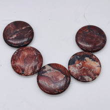 Load image into Gallery viewer, Oregon Red Devil Jasper 40mm Coin Bead 8 inch Strand 9571HS