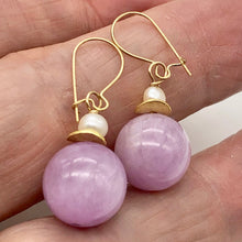 Load image into Gallery viewer, Kunzite and Pearl 14K Gold Filled Drop Earrings | 1" Long | Lavender |