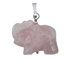 Load image into Gallery viewer, Trumpeting Rose Quartz Elephant & Solid Sterling Silver Pendant 508570S