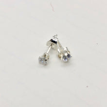 Load image into Gallery viewer, April Birthstone 3mm Clear Cubic Zircon & 925 Sterling Silver Stud Earrings - PremiumBead Alternate Image 3