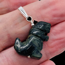 Load image into Gallery viewer, T-Rex Dinosaur Carved Kambaba Jasper Sterling Silver Pendant