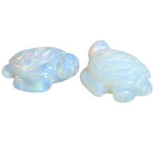 Load image into Gallery viewer, 2 Carved Clear Opaline Sea Turtle Beads | 21.5x18x8mm | Milky opaline flash