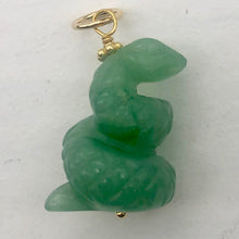 Load image into Gallery viewer, Sssslither! Carved Aventurine Snake 22K Vermeil Gold Pendant 509278AVG