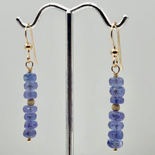 Load image into Gallery viewer, Tanzanite Faceted Roundel Bead 14K Gold Filled Earrings| 1.5" Long|Bluish Violet
