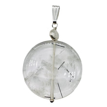 Load image into Gallery viewer, Tourmalated Quartz Beautiful Round Sterling Silver Pendant | 2" Long | Disc |