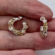 Load image into Gallery viewer, Sterling Silver and Gold Hoop Post Earrings | 7/8" Long | Silver/Gold | 1 Pair |