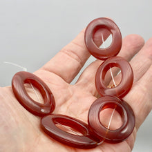 Load image into Gallery viewer, Carnelian Agate Picture Frame Beads 8" Strand |40x30x5mm|Red/Orange|Oval |5 Bds| - PremiumBead Alternate Image 2