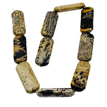 Load image into Gallery viewer, Dendritic Jasper Rectangle Bead Strand | 40x17x7 mm | Tan/Black | 10 Beads |