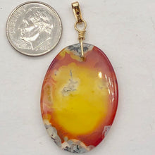 Load image into Gallery viewer, Moss Agate Oval 14K Gold Filled Pendant | 2&quot; Long | Tangerine Yellow | 1 Pendant
