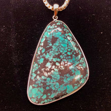 Load image into Gallery viewer, Natural Turquoise 63ct Sterling Silver Pendant | 2 1/2x1 1/2" | Blue/Black | 1 |
