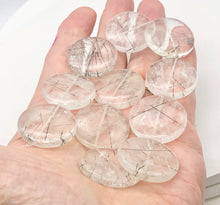 Load image into Gallery viewer, Tourmalated Clear Quartz Disc Pendant Bead | 30mm | 1 Bead |