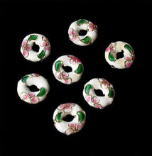 Load image into Gallery viewer, 7 Flowers White Cloisonne 15x4mm Pi Circle Beads 8637A - PremiumBead Primary Image 1