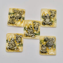 Load image into Gallery viewer, Mommy Baby Frog Square Pendant Bead | 35x30x6mm | Black White | 1 Bead |