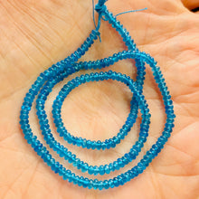 Load image into Gallery viewer, Apatite Roundel 13&quot; Bead Strand | 3 mm | Neon Blue | 190 Beads |
