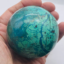 Load image into Gallery viewer, Chrysocolla Cuprite Scry Crystal Round Sphere | 65mm | Blue/Copper | 1 Sphere |