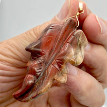 Load image into Gallery viewer, Carved Brecciated Jasper Leaf & 14Kgf Pendant | 2 3/4" long | Red | Leaf | - PremiumBead Alternate Image 6
