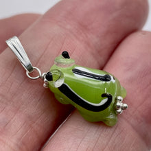Load image into Gallery viewer, Lampwork Frog Sterling Silver Frog | 1" Long | Pastel Green | 1 Pendant |