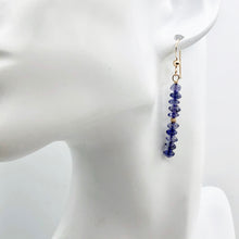 Load image into Gallery viewer, Vibrant Faceted Iolite Roundel Bead Dangling Earrings |Rose Gold | 1 3/4" Long |