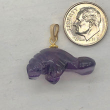 Load image into Gallery viewer, Amethyst 14K Gold Filled Manatee Pendant | 1" Long | Purple | 1 Pendant |