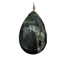 Load image into Gallery viewer, Tsunami Stone Briolette Sterling Silver Pendant| 2 3/4" Long | Green | 1 Pendant