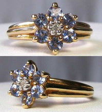 Load image into Gallery viewer, Tanzanite & Diamond Solid 10Kt Yellow Gold Flower Ring Size 7 9982F - PremiumBead Alternate Image 4