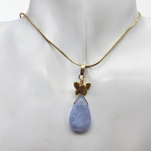 Load image into Gallery viewer, Blue Chalcedony Designer 14K Gold Filled Pendant | 22x12x6mm | 1 5/8" Long |