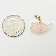 Load image into Gallery viewer, Pink Dinosaur Pendant Rose Quartz Triceratops 14K Gold-Filled Pendant 509303RQG - PremiumBead Alternate Image 3