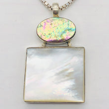 Load image into Gallery viewer, Abalone/Mother of Pearl Sterling Silver Drop Pendant | 2 1/4" Long | Blue/White|