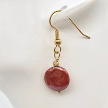 Load image into Gallery viewer, Rusty/Red 12mm Freshwater Pearl and 14k Gold Filled Earrings 307277A - PremiumBead Alternate Image 3