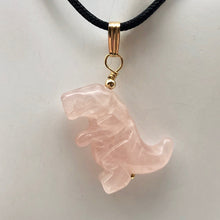 Load image into Gallery viewer, Rose Quartz Tyrannosaurus Rex Dinosaur Pendant Necklace|14k Gold Filled Jewelry - PremiumBead Alternate Image 7