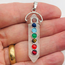 Load image into Gallery viewer, Gemstone Sterling Silver Quartz Point | 2 1/2" Long | White/Silver | 1 Pendant |