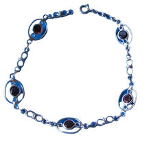 Load image into Gallery viewer, Adorable! Sterling Silver & Garnet 7.5" Bracelet 10065