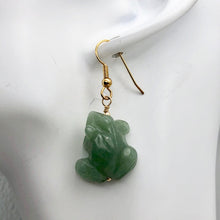 Load image into Gallery viewer, Aventurine Frog 14k Gold Filled Earrings| Semi Precious Stone Jewelry | 1 1/2" |